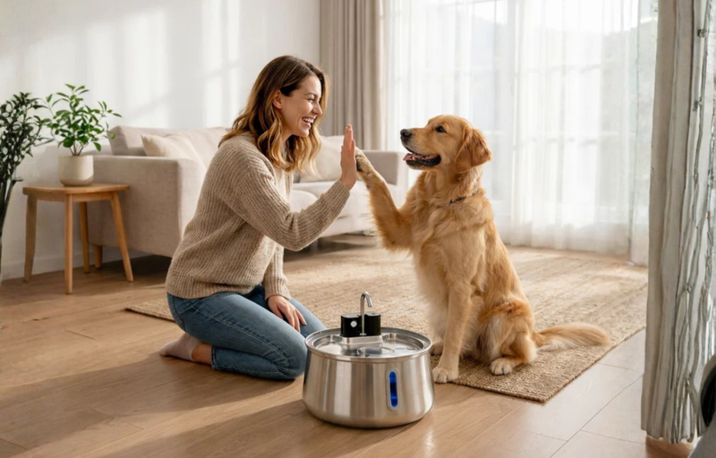 Dog with fountain