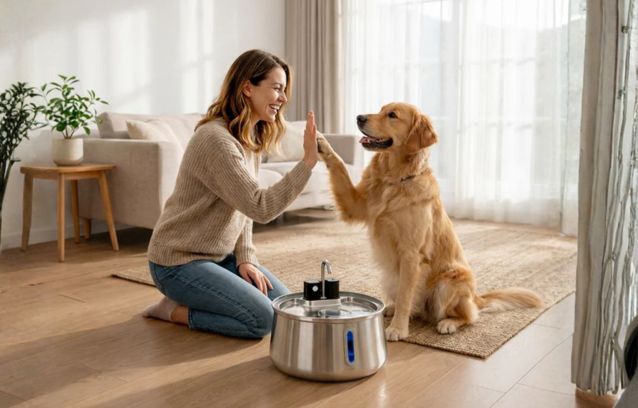 Dog with fountain